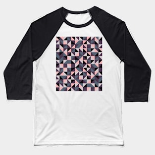 Geometric Art Pattern in Pink, Purple and Grey Baseball T-Shirt